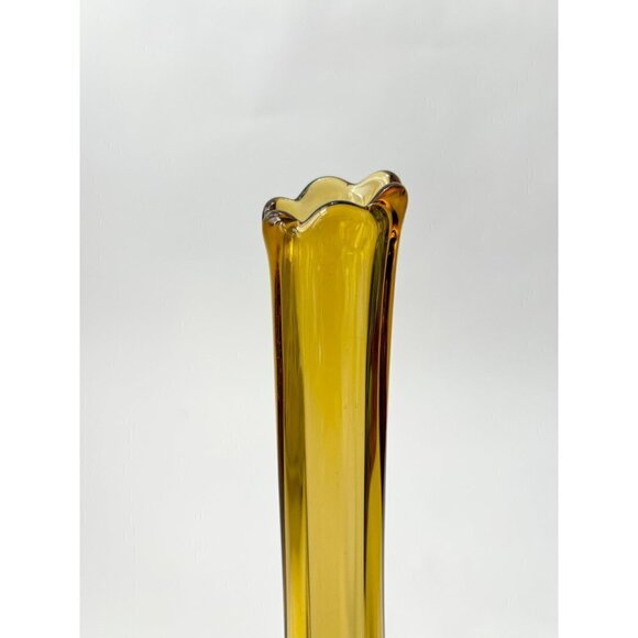 LE Smith MCM Vintage Blown Glass Amber Glass Swung vase - Picture 5 of 10